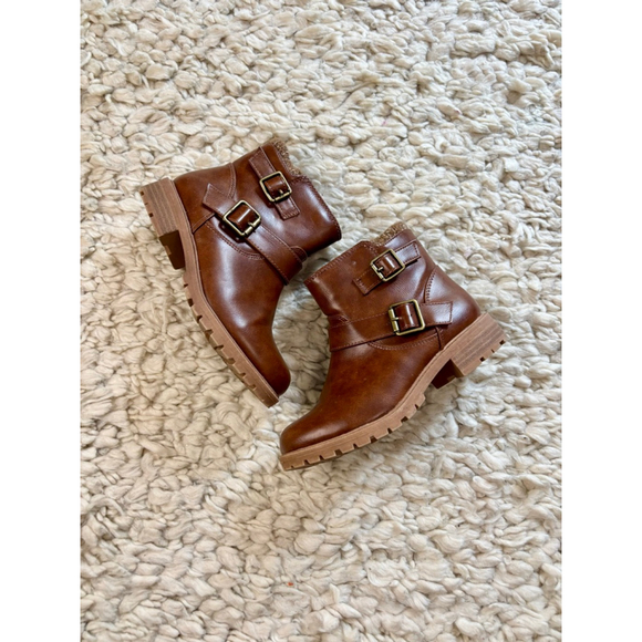 Girls Wonder Nation Brown & Beige Buckle Ankle Boots Size 13 (Little Girl) - Picture 1 of 6